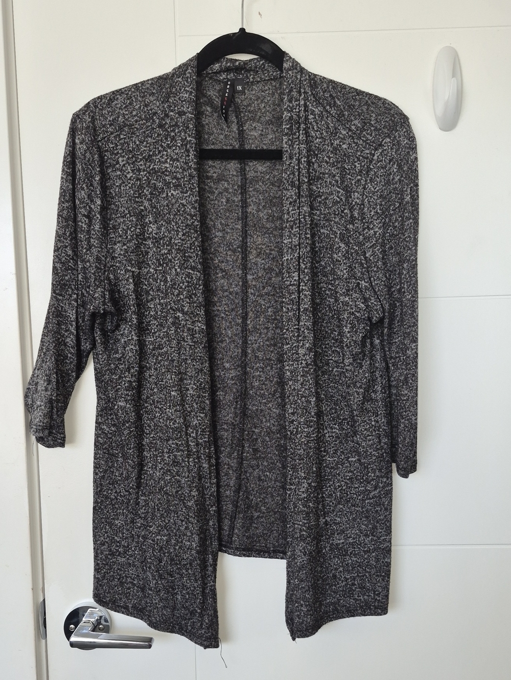 Open-Front Marled Gray Women's Cardigan Sweater